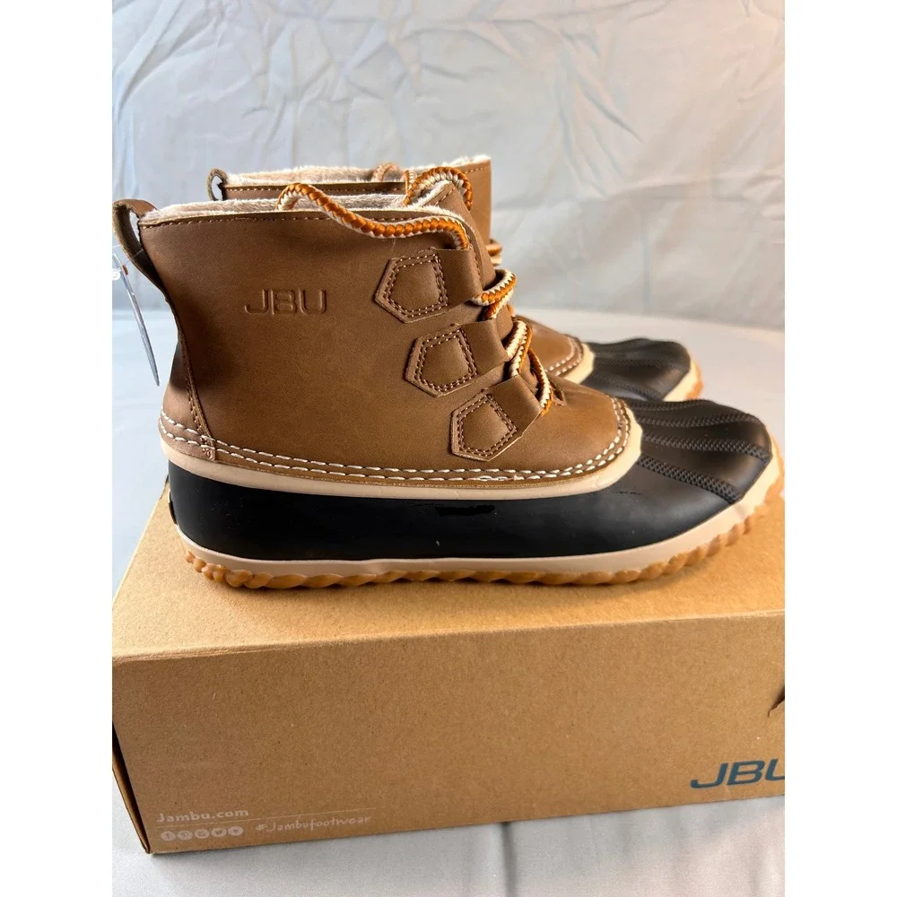 JBU‎ by Jambu Nala Women Duck Boots Saddle Black Vegan Faux Fur JB18NLA58 Size 7